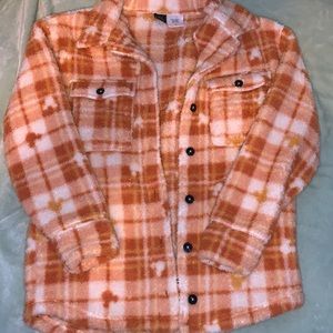 Disney, orange, hidden Mickey teddy flannel